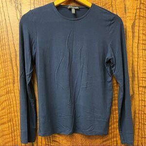 Eileen fisher navy super soft scoop neck long sleeve tee‎